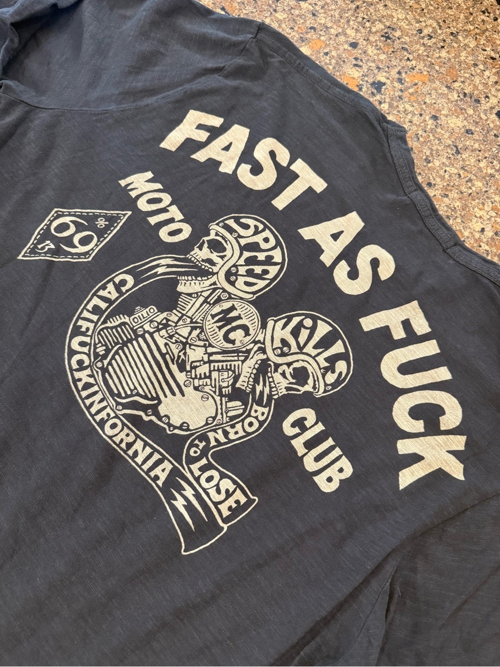 Johnson Motors “FAST AS F*CK” vintage slub long-sleeve moto tee. NWT - Picture 4 of 5
